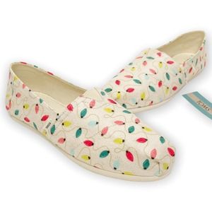 TOMS Belmont Natural Tree Lights Christmas Holiday Shoes New